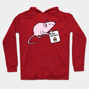 Cute Pink Rat says Happy Birthday Hoodie